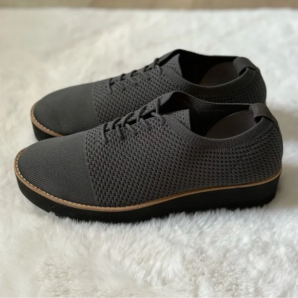 EILEEN FISHER 10 Eddy Knit Platform Oxford Loafers in Graphite Grey • Eddy 2 - Picture 7 of 15